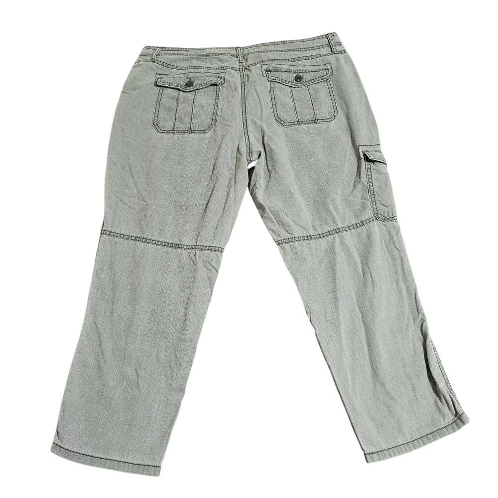 Sonoma Cargo Capri Cropped Pants Light Gray Cotton Lightweight Womens Size 16 - Picture 5 of 13
